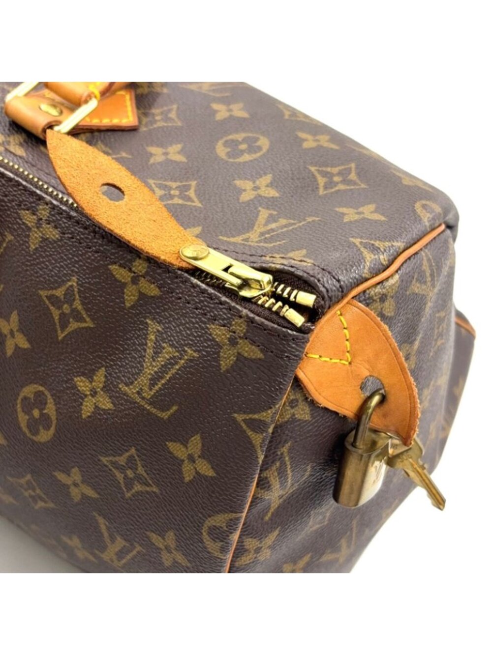 Louis Vuitton Speedy 40 Monogram Leather Brown Handbag Gold - Picture 9 of 15